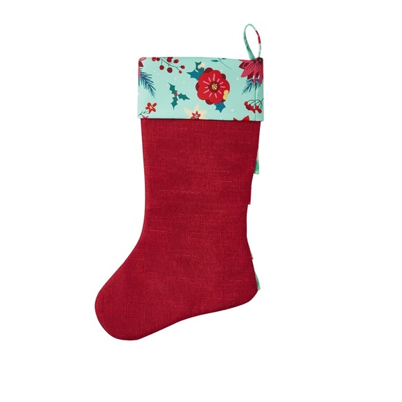 Pioneer Woman Retro Holiday Floral Ruffle Polyester Christmas Stocking - Picture 3 of 7